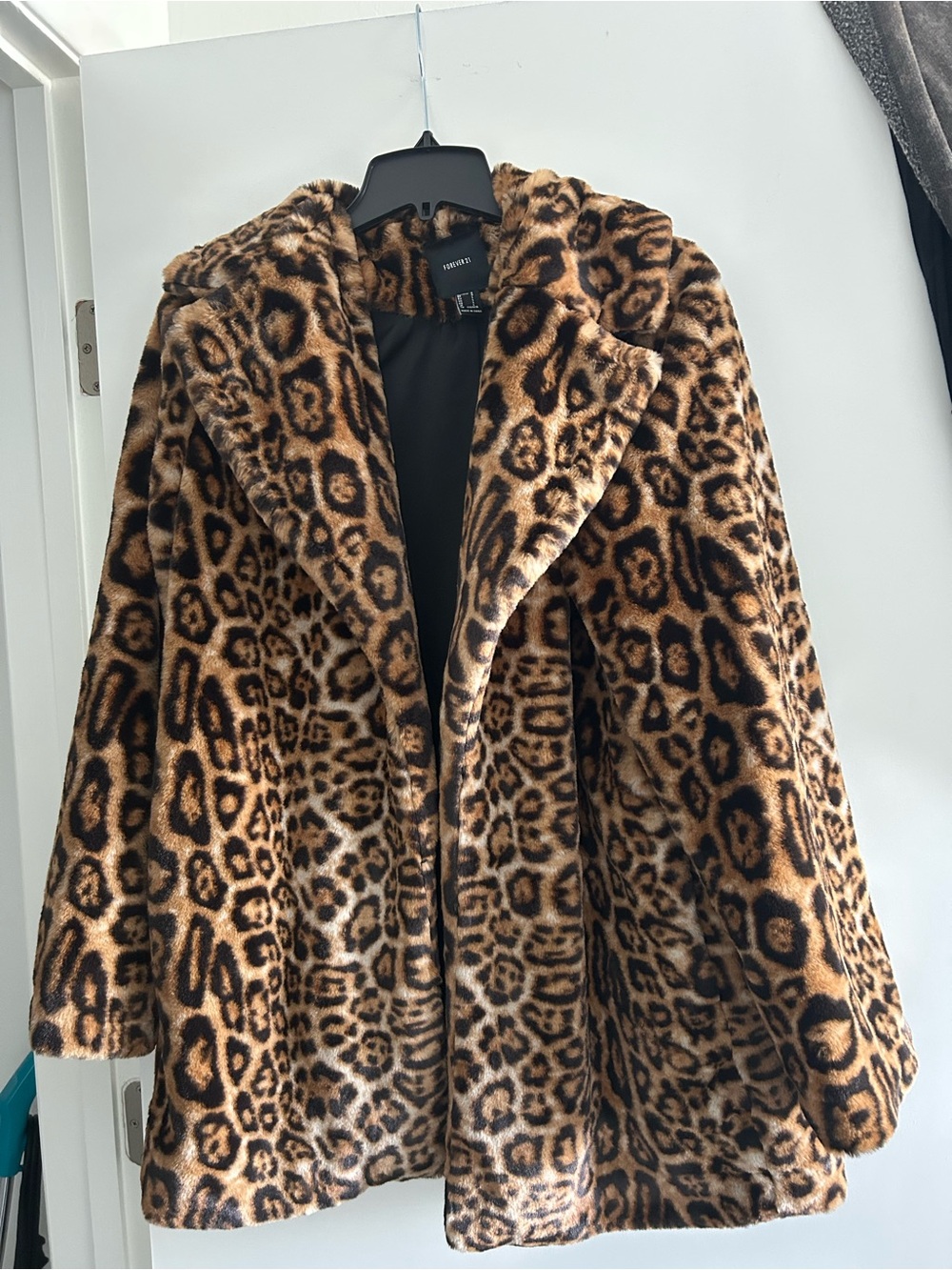 Forever 21 Leopard Print Faux Fur Coat - Brown and Black